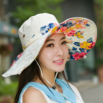 Lady shading hat Summer Korean version big along beach cap sunscreen sunhat foldable seaside 100 for a ride