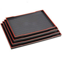 Spot supply red-edged black square plastic wood grain non-slip wine tray guest tray bathroom tray