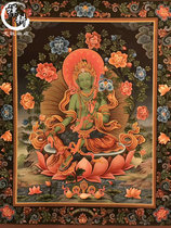 Hand-painted thangka Nepal newali thangka color Tang Green mother Guardian wall painting mural