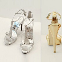 South Korea light and sexy handmade custom luxurious inlaid drill fine with metal gold silver color high heel sandal