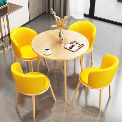 Reception negotiation meeting guest office leisure table and chair combination cafe milk tea shop small apartment round apartment table