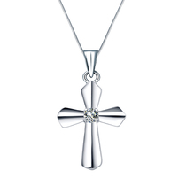 Anytime925 silver jewelry inlaid with artificial zircon cross fashion ladies necklace pendant XP0195