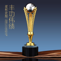 High-end metal trophy custom large group team champion annual prize crystal trophy making custom lettering
