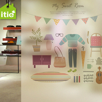 Tielove stickers custom frosted electrostatic film glass film wardrobe clothing childrens clothing shoes shop window-private wardrobe