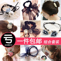 South Korea Tong leather band hair accessories Hairband black wide hair rope fabric headgear hair card floral headdress jewelry high school students tie