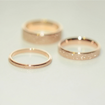 Korean version of titanium steel plated 18K rose gold frosted couple color gold ring food finger ring men and women tail ring long protection pigment ring