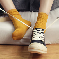 Korean version of Mori literature and art socks tide autumn and winter personality wild Japanese solid color cotton socks women pile socks