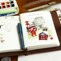 3 120g car thread book (notebook) 32 open puleather hand account book set bee dad