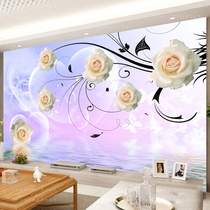3D New Cross Stitch living room simple modern landscape large 2 meters background wall cross stitch rose flower series