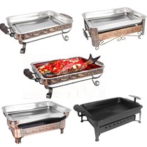 Seafood Cauldron restaurant grilled fish plate grilled fish stove rack rectangular merchants household stainless steel carbon grilled alcohol dry pot