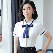 Hotel front desk overalls summer dress women beauty salon cash shirt short sleeve catering waiter reception professional shirt