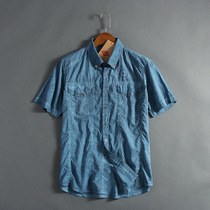 Canoe foreign trade original single Street wind male large size wash do old dirty wash cool short sleeve shirt Korean tide shirt