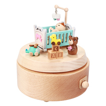 jeancard Music Box crib birthday gift to girls girlfriends Wooden handmade multi-rotating music box
