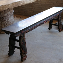 Wood carving bench large lacquer wooden bench large tea table bench solid wood carved stool boutique nanmu collection carving