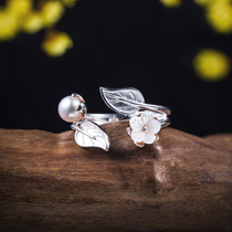 Very Tai S925 silver opening artificial freshwater pearl ring female personality tide index finger ring fashion simple temperament