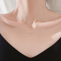 s925 pure silver geometric square necklace female Han version lock bone chain brief temperament student individuality little fresher 100 lap