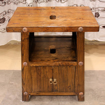 Special offer Solid wood furniture Chinese-style old elm furniture Bathroom cabinet Antique bathroom cabinet Bathroom cabinet with basin