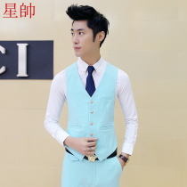 Spring hair stylist horse clip vest mens Korean slim studio Groom wedding nightclub vest pants suit tide