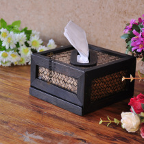 Thai creative storage paper tissue box living room high-end household paper box bamboo wood retro fashion luxury
