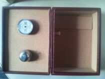 French 1970 wooden humidor wine red veneer leather humidifier humidification tank original