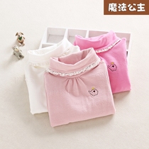 Clearance children autumn clothes girls high neck leggings long sleeves white t-shirt girls spring and autumn tops cotton 100cm high