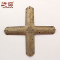 Far Confucian bronze sculpture Chinese antique furniture Copper accessories Cabinet door corner flower box corner piece Cross corner