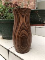 Myanmar teak wood whole vase
