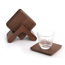 Square black walnut solid wood tea cup mat Beech insulation mat cup holder coffee coaster heat mat tea creative gift