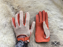 Spot Romanian imported retro Harley Indian Motorcyclist breathable linen halter summer gloves