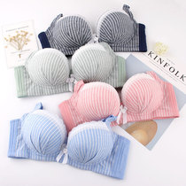 Korean Edition Teenage Girl Lingerie Sweetness Stripes Love Po Point College Wind Lady Bra High School College Student Thin