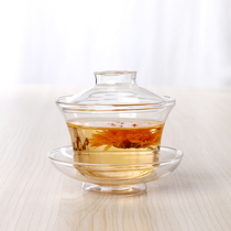 Heat-resistant glass cover bowl Tea cup Three-cai bowl Kung Fu tea cup Tea cup Tea cup Tea cup Tea ceremony thickened special offer