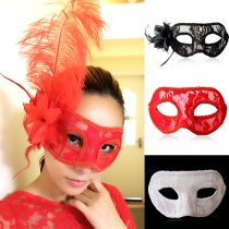 Xibao Christmas Venice party mask Glitter cloth Feather Prom Translucent Lace Hollow Goddess mask