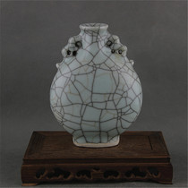 Official kiln open piece gold wire wire double-eared flat bottle Jingdezhen factory goods do old imitation Song Dynasty ancient porcelain collection antique