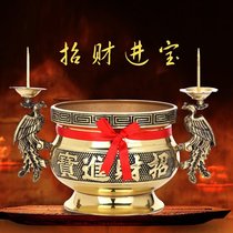 Pure copper incense burner Ash stove Double Phoenix with Candlestick treasure for Buddha incense burner Buddha equipment incense burner incense burner household