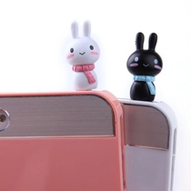 Cartoon Lovers Scarf Rabbit mobile phone anti-dust plug HOLE PLUG Samsung GALAXY Note4 3 5mm Universal