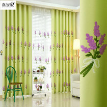 Pastoral imported embroidered curtains thickened bedroom living room bay window custom finished linen shading new Chinese curtains