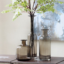 Nordic transparent long neck glass vase Smoke Gray Brown American creative Living room dining table household ornaments Flower arrangement