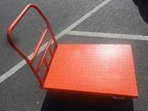 Full steel plate trolley flatbed truck Angle steel welding 4-wheeled trolley Pull truck carrier Steel plate truck