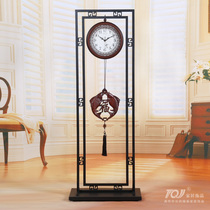 Kaiqin large new Chinese wood floor clock retro fashion silent clock clock living room creative pendulum clock