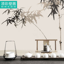 Bamboo pattern wallpaper Teahouse Teahouse Hotel background wallpaper TV sofa Wall cloth waterproof and tasteless large mural