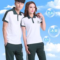 Summer student school uniform suit cotton large size short sleeve sports suit trousers junior high school student class suit suit