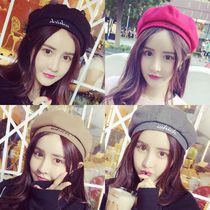 Korean casual letter woolen pumpkin octagonal hat children Korean tide autumn winter painter beret black winter
