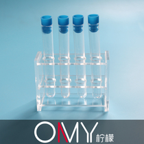 Set of 4 12*100 plastic tube with plug + 4 hole transparent acrylic tube holder Φ13mm