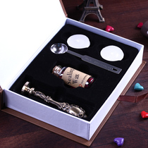 European vintage fire paint seal set Exquisite metal peacock handle gift box Bottle wax set Christmas Birthday gift