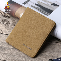Scarecrow mens wallet mini leather short vertical mens first layer cowhide wallet Mens drivers license wallet youth