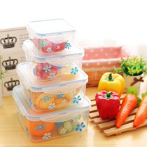 Square printing refrigerator crisper food grade tableware plastic bento box microwave oven plastic box