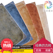 Mediterranean pastoral with corner flowers solid color antique tiles Living room tiles Bedroom floor tiles Non-slip 600X600 floor tiles