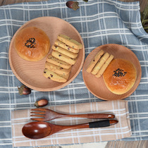 Whole wood beech dinner plate Japanese sweets dish solid wood small plate melon fruit snack plate dim sum dish creative household items