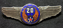 Bronze Antique Silver Plated Genuine Enamel U.S. Air Force WWII Victory Commemorative Wings Badge 20th Air Force