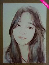 Hand-painted watercolor custom portrait portrait portrait photo pure hand-painted portrait wedding birthday gift portrait painting customization